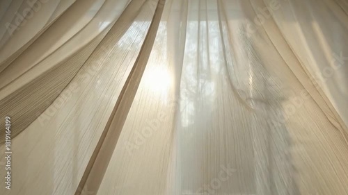 Sheer window curtain background with micro sway and mild luminance breathing