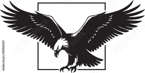 Majestic bald eagle illustration capturing a powerful avian predator in mid-flight, symbolizing freedom, strength, and sharp vision, ideal for bold branding and impactful design