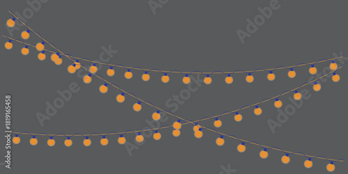 Warm glowing string lights decoration on neutral background