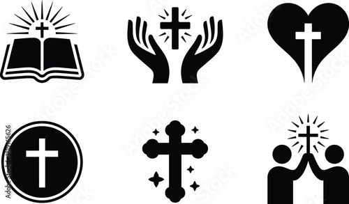 Christian Cross Icons Set christianity bible