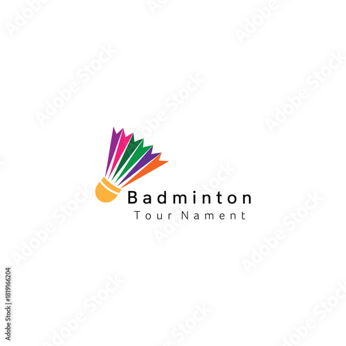 Colorful badminton shuttlecock logo isolated on is a vector illustration that is perfect for any badminton tournament or event, with a modern design