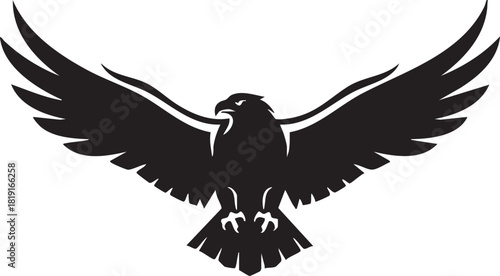 Powerful Majestic Eagle Silhouette with Wings Spread, Symbolizing Freedom, Strength, and Soaring Ambition in a Dynamic Graphic Design