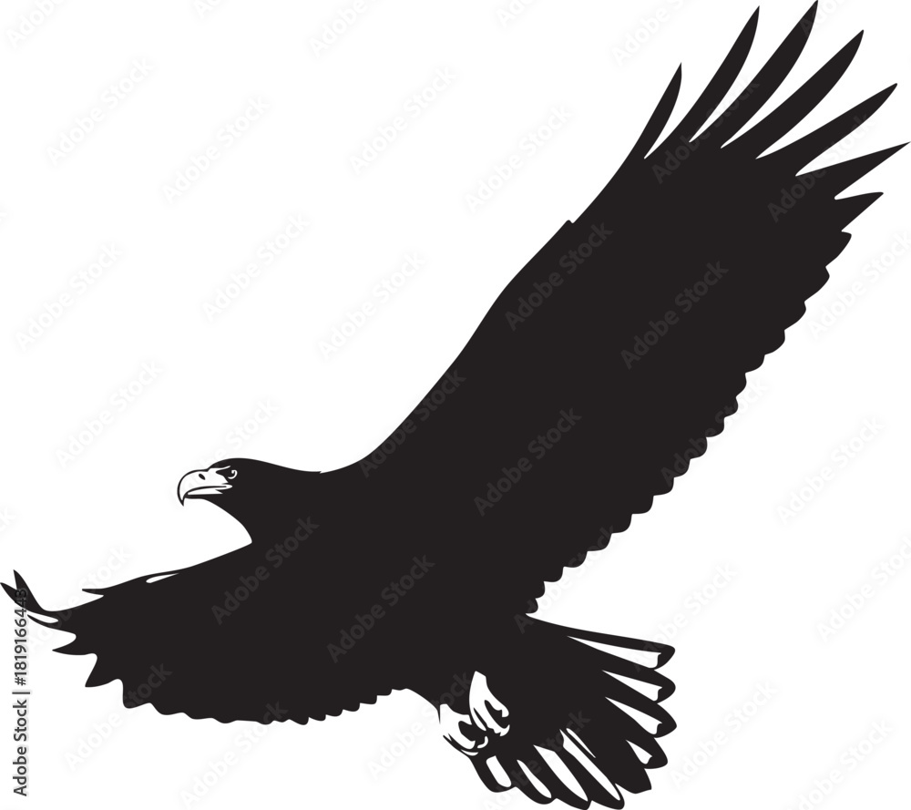 Fototapeta premium Majestic Eagle Silhouette in Flight A Symbol of Freedom and Power for Graphic Designs