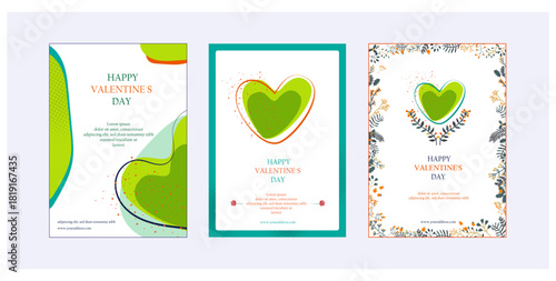 Elegant Valentine's day Set of greeting cards, posters, holiday covers. suitable for poster, cover book and banner design. vector illustration.