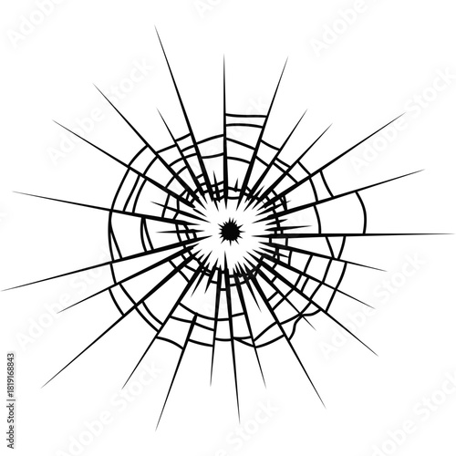 Cracked broken glass effect, damage and destruction concept for design elements