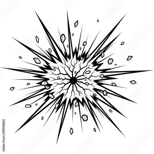 Dynamic comic explosion effect, graphic burst illustration for action scenes or impact