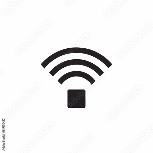 Wireless connection shown with radiating signals from a square base. Connection broadcasts and extends communication from its source.