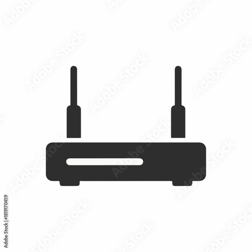 Simple router on bright white showcases internet connectivity. Router provides essential service, connecting homes, office, and devices with wireless networks and fast broadband.