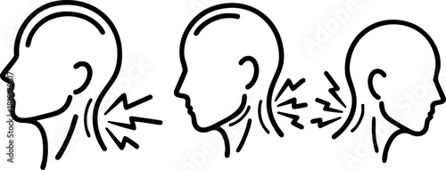 Neck pain relief therapy illustration showing progressive healing stages vector design