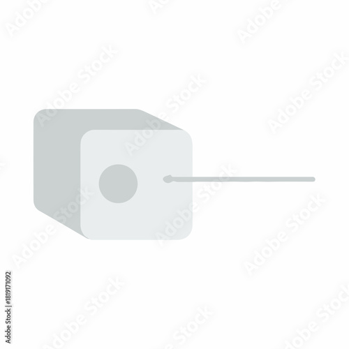 Simple gray cube emitting a laser beam, showcasing a concept of radio communication. Cube emitting beam in a modern minimal style demonstrates how technology connects different devices.