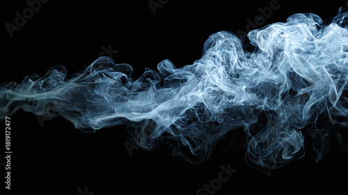 Abstract and ethereal smoke against a stark black background, creating a visually striking effect. The smoke appears to be moving, adding a sense of dynamism.