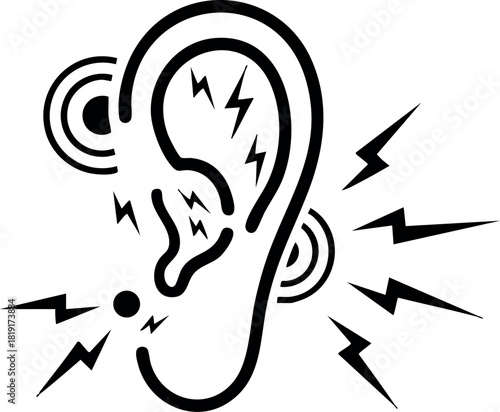 Human ear hearing sound waves noise vector illustration simple design icon