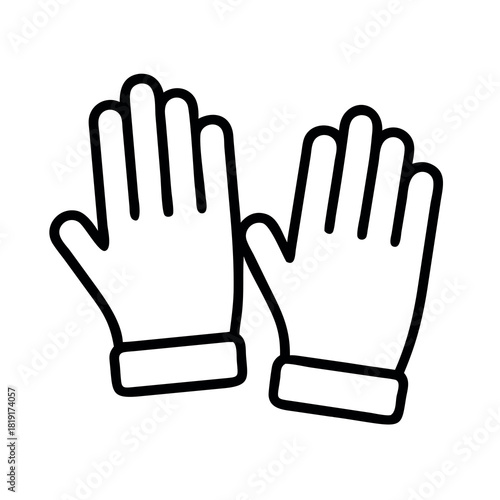 Simple line art icon of a pair of white gloves for protection or work