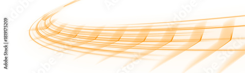 Bright orange neon lines flash forward creating fast directional energy. The glowing motion streaks form a vivid symbol of progress. This effect works excellently for startups and modern tech design.