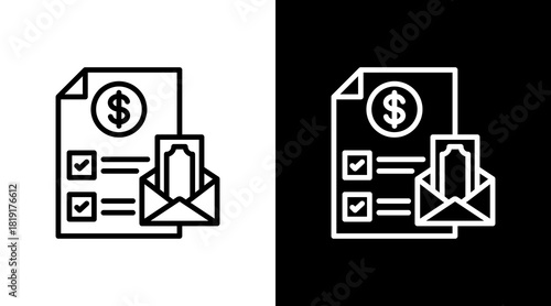 Payroll Management  White Icon Set Design
