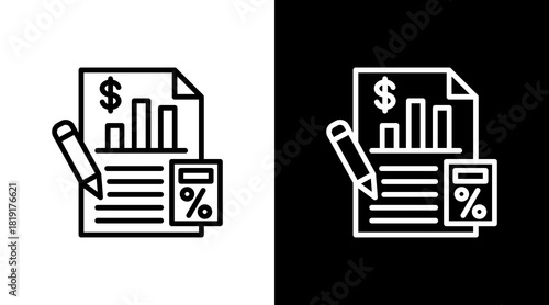 Bookkeeping  White Icon Set Design