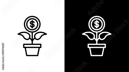 Investment  White Icon Set Design
