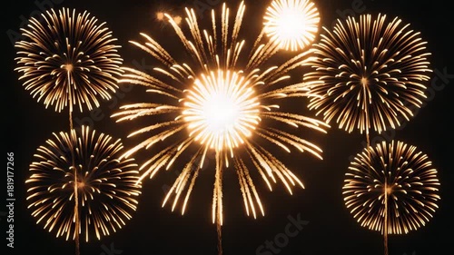 majestic golden fireworks sparkle in night view