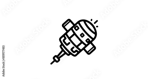 Hand drawn satellite isolated on, a cosmic explorer orbiting in the vastness of space, transmitting signals