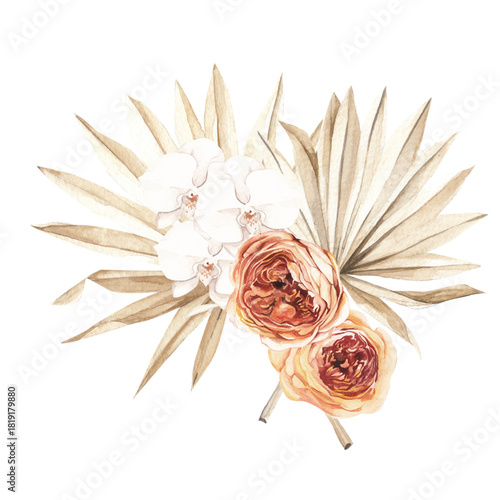 Boho dried florals watercolor composition⁠
