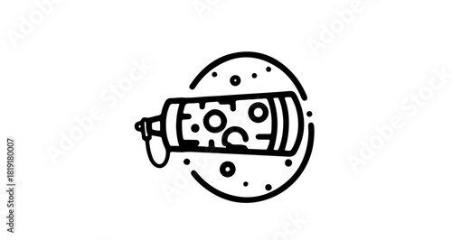 Megaphone line art icon with sound waves, symbolizing communication and announcement, isolated on