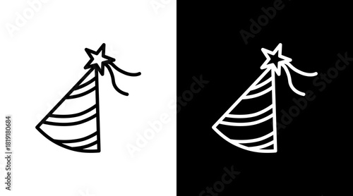 Party Hat  White Icon Set Design