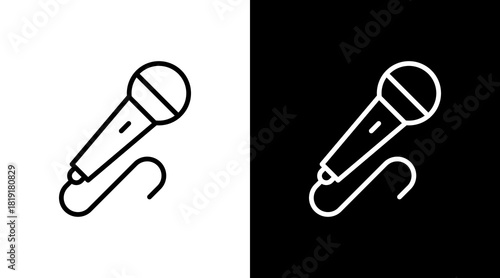 Microphone  White Icon Set Design