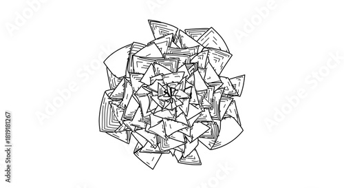 Abstract geometric pattern isolated on, a dynamic composition of triangles in a radial arrangement