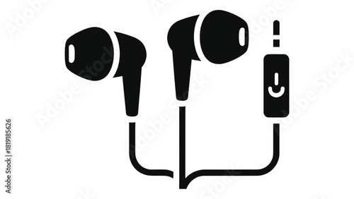 Illustration of wired earphones , a classic audio accessory for personal listening and communication needs