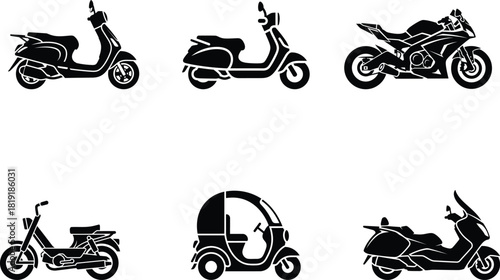 Collection of Motorized TwoWheeled Vehicles Emphasizing Different Styles and Functionality Exploring