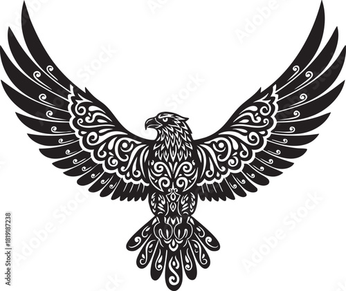 eagle icon illustration black silhouttee tatto art mighty wings 