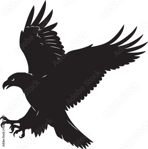 eagle icon illustration black silhouttee tatto art mighty wings 