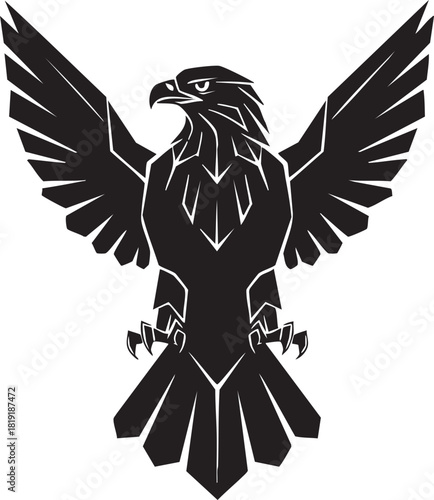 eagle icon illustration black silhouttee tatto art mighty wings 