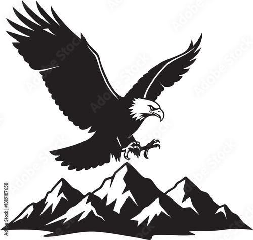 eagle icon illustration black silhouttee tatto art mighty wings 