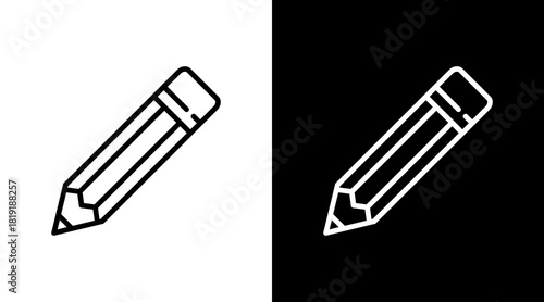 Pencil  White Icon Set Design