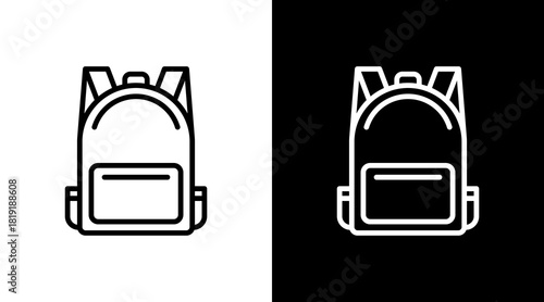 Backpack  White Icon Set Design