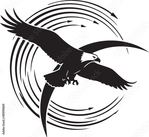 eagle icon illustration black silhouttee tatto art mighty wings 