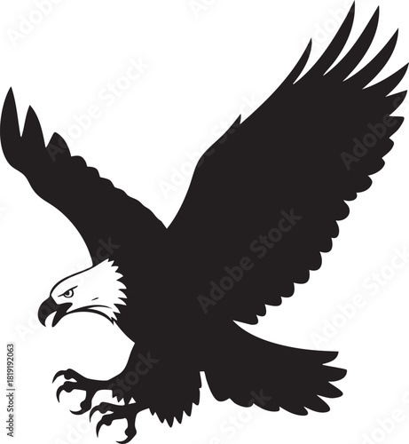 eagle icon illustration black silhouttee tatto art mighty wings 