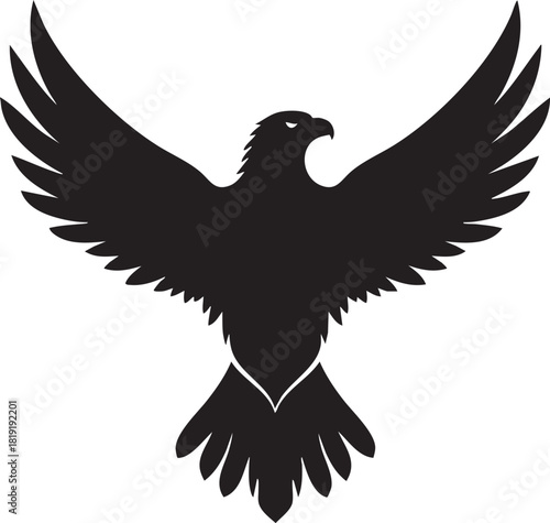Black silhouette of a powerful eagle with outstretched wings, symbolizing freedom and strength
