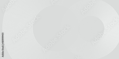Futuristic white abstract background. Glowing circle lines design. Swirl circular lines element. Future technology concept. Horizontal banner template.