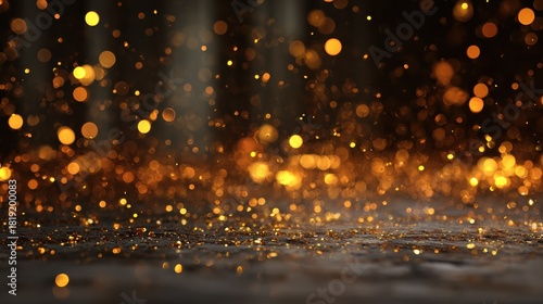 Wallpaper Mural golden bokeh lights and scattered glitter on a dark surface 2026 Torontodigital.ca