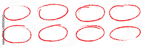 Hand drawn circle highlighter line sketch set. Vector marker circular lines, doodle round circles for message note mark design element. Pencil or pen bubble sketch set. Vector illustration