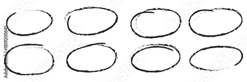 Hand drawn circle highlighter line sketch set. Vector marker circular lines, doodle round circles for message note mark design element. Pencil or pen bubble sketch set. Vector illustration