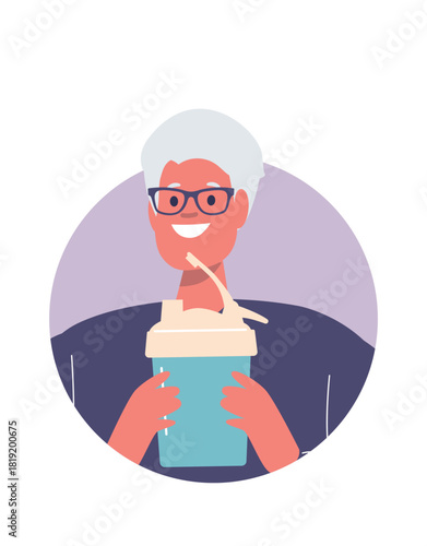 Senior businessman drinking clean water