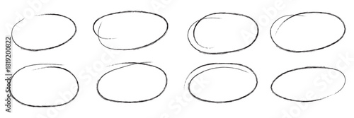 Hand drawn circle highlighter line sketch set. Vector marker circular lines, doodle round circles for message note mark design element. Pencil or pen bubble sketch set. Vector illustration