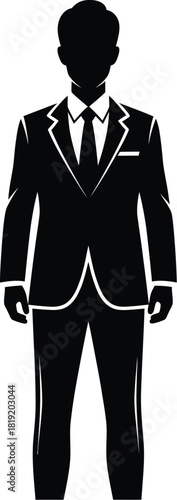 Sophisticated Silhouette: A distinguished silhouette of a man in an elegant suit, exuding professionalism and timeless style, stands confidently. 
