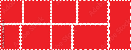 Set of zigzag edge frames rectangle shape frame. Postage stamps set. Post stamp frames and borders. Scalloped scallop edge shape. Zigzag edge sticker set for discount labels, badges, and sale tags. 