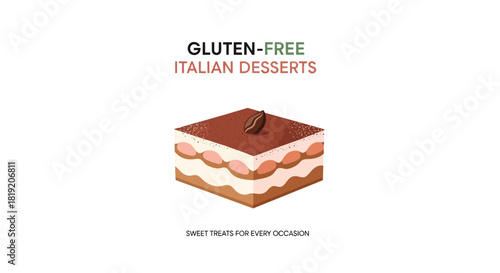 Gluten Free Italian Desserts Tiramisu Illustration.