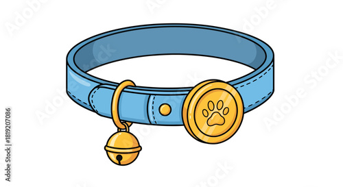 A charming pet collar with a golden paw print badge and tiny jingling bell accent