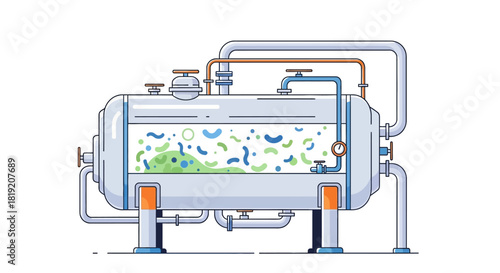 Industrial Water Filtration System with Microorganisms Inside.